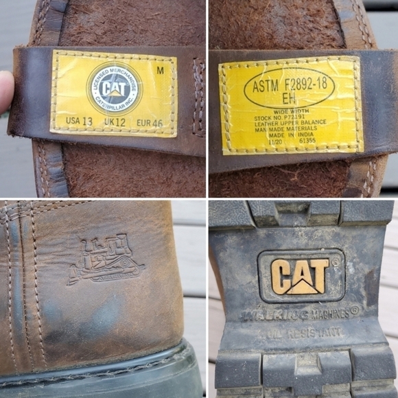 CAT Caterpillar Revolver Brown Oiled Leather Distressed Work Boots 13 WIDE - Picture 8 of 9